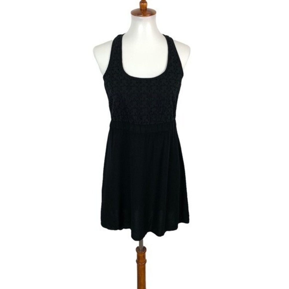 Element Black Sleeveless Mini Dress Medium Boho Floral Festival